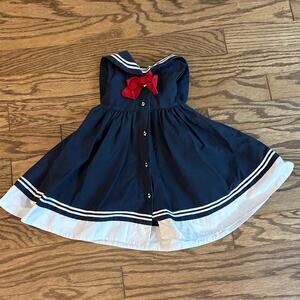 Sophie Rose 3T Navy Sailor Dress Red Bow Nautical Anchor Buttons Toddler Girl